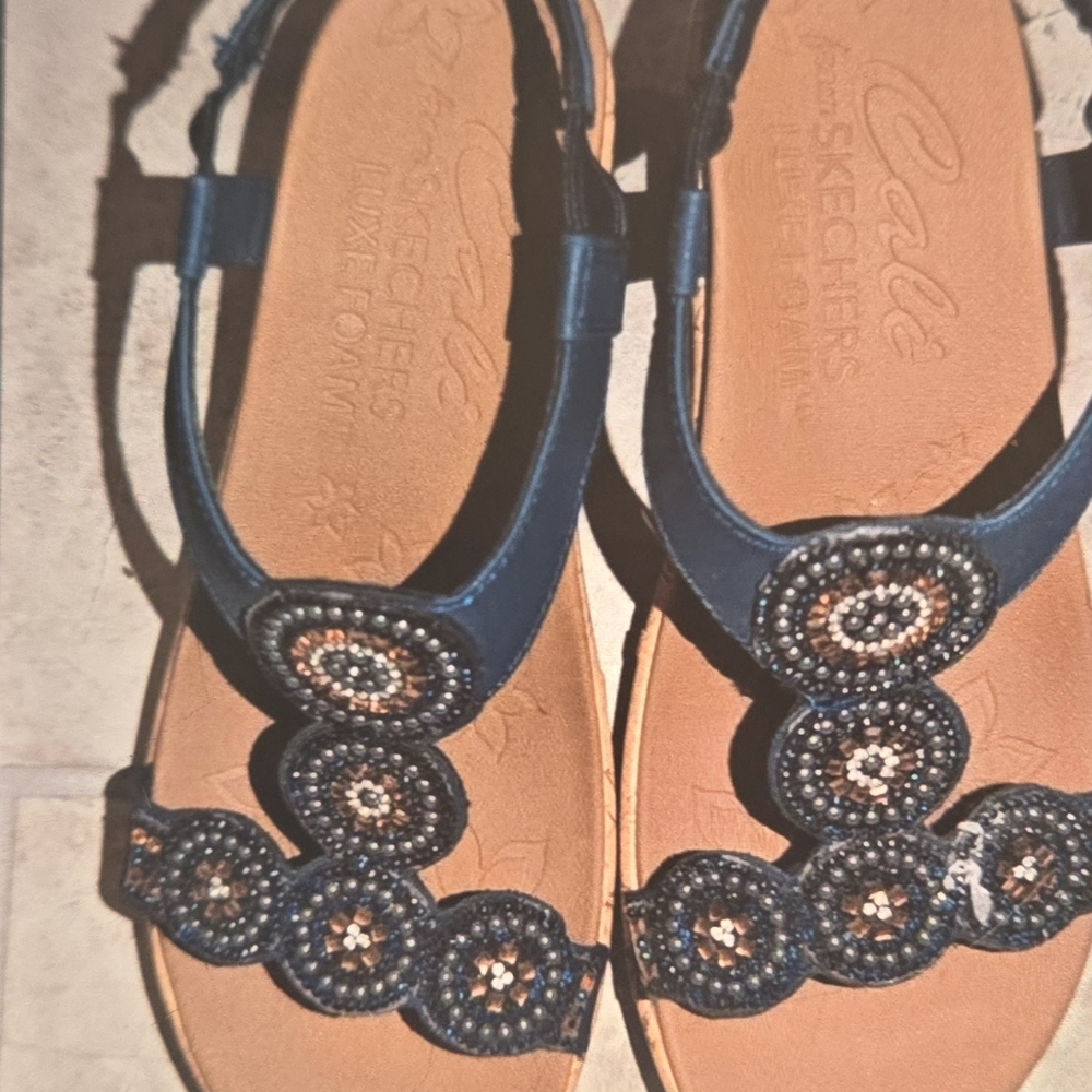 Skechers Women's Beaded Navy Sandals